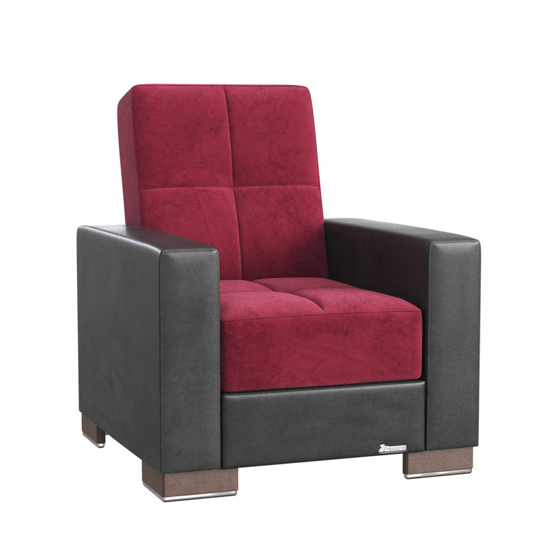 Fauteuil convertible capitonné de 36 po de largeur, Microfibre bourgogne