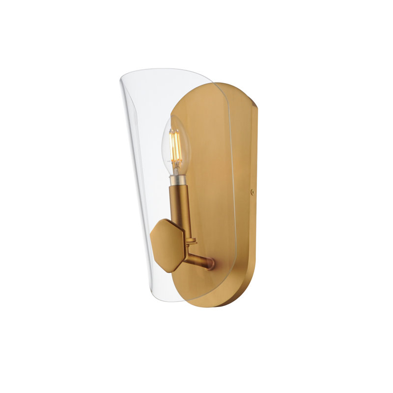 Maiki Steel Armed Sconce, Natural Aged Brass