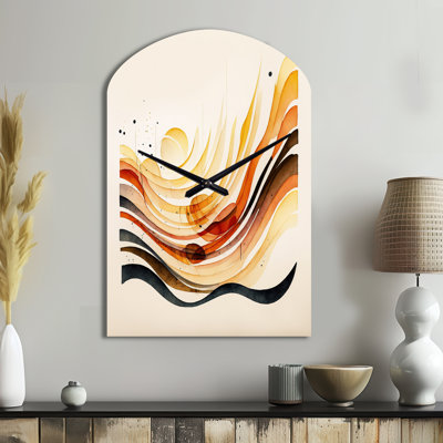 Horloge murale Burnt Orange Waves Abstract IV - Minimalisme