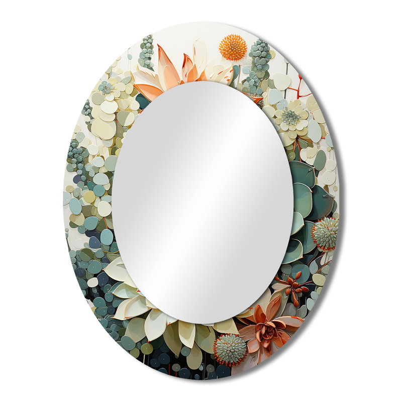 Miroir mural ovale vert et blanc, 43 po x 33 po
