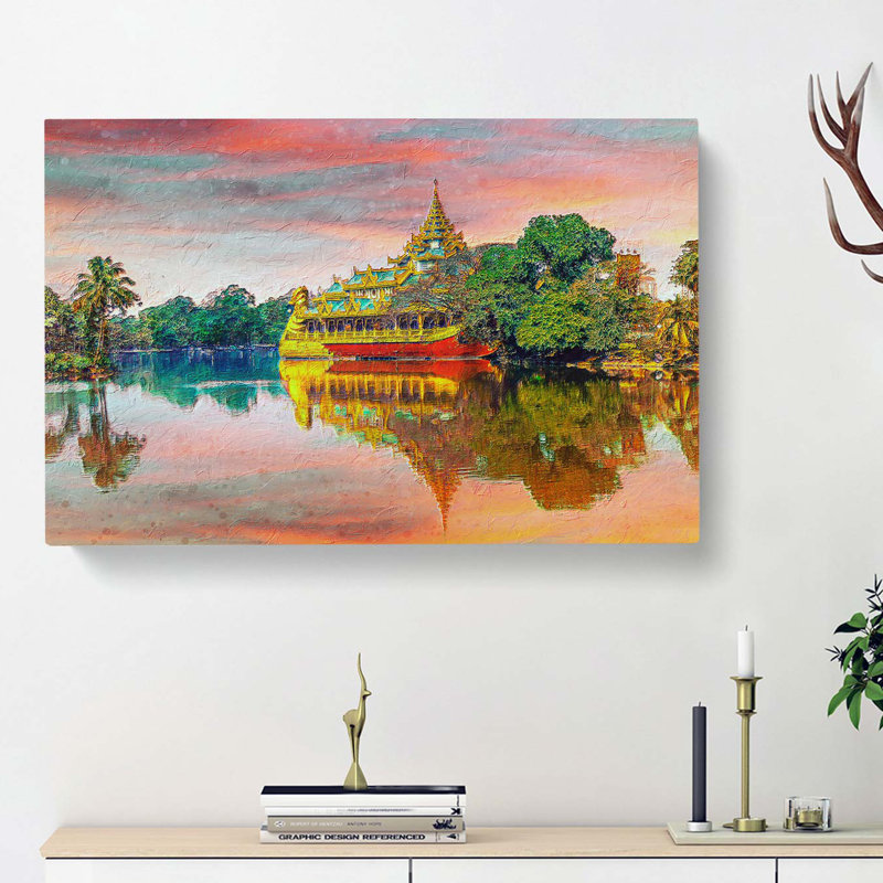 Karaweik Palace In Yangon Myanmar - Wrapped Canvas, 40cm H x 60cm W x 3cm D