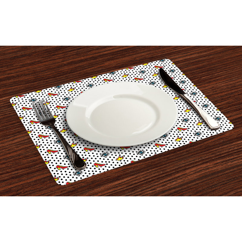 Polyester Polka Dots Rectangle Placemat