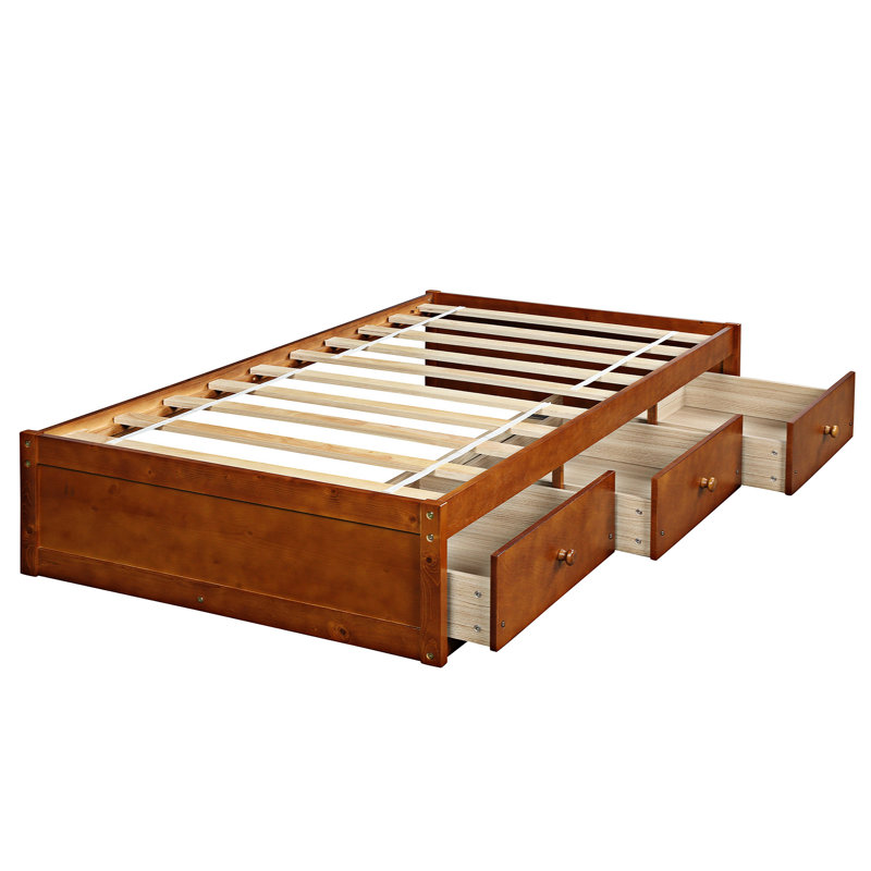 Wood Platform Storage Bed, Oak