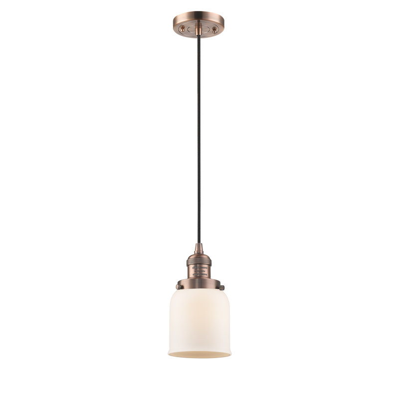 Witherington 1 - Light Single Pendant, Antique Copper, Matte White Cased, 8.88" H x 5" W x 5" D