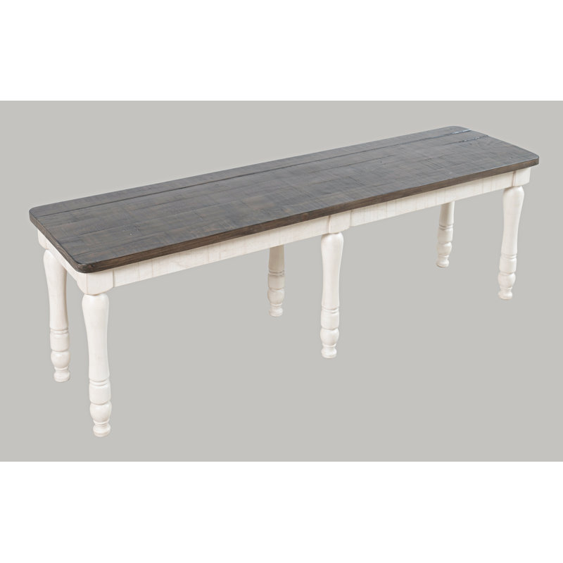Banc en bois massif Karley, Blanc rétro
