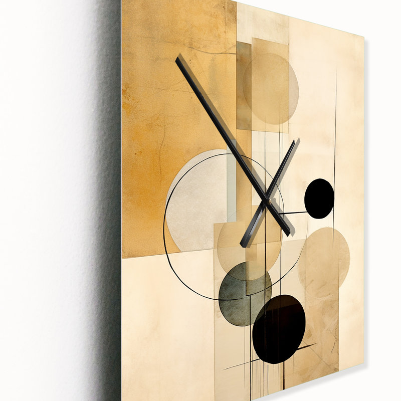 Beige Geometry In Motion VI - Abstract Shapes Very Large Wall Clocks, Extra Large