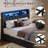 Black 4-Drawer Bed Frame with Lights，Queen Size
