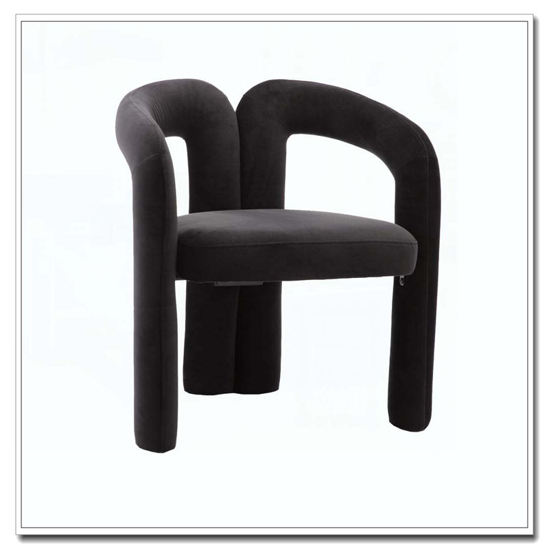 Fauteuil de cuisine en velours rembourré, Noir