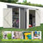 Abri de jardin JAXILYN 2,4 x 1,8 m en métal avec double porte verrouillable, porte latérale réglable et structure en aluminium, gris