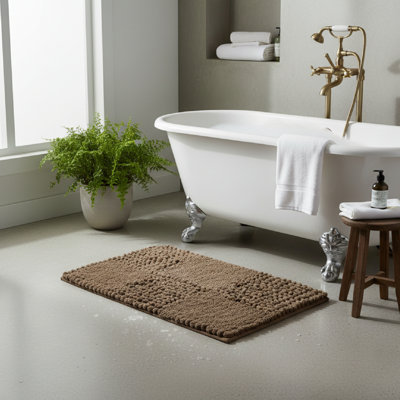 Haight Poly-Cotton Handwoven Bath Mat Chocolate-Checkered