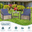Ensemble de conversation de patio en osier 3 pièces pour 2 personnes avec coussin-731685546