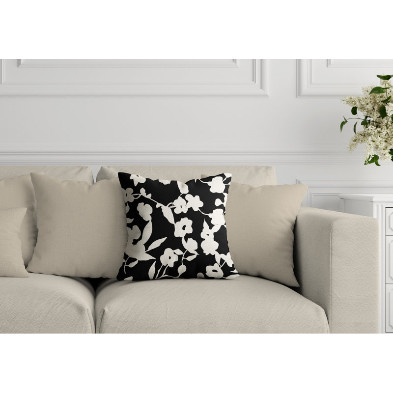 Outdoor Reversible Throw Pillow,  15H" x 15W" , Black