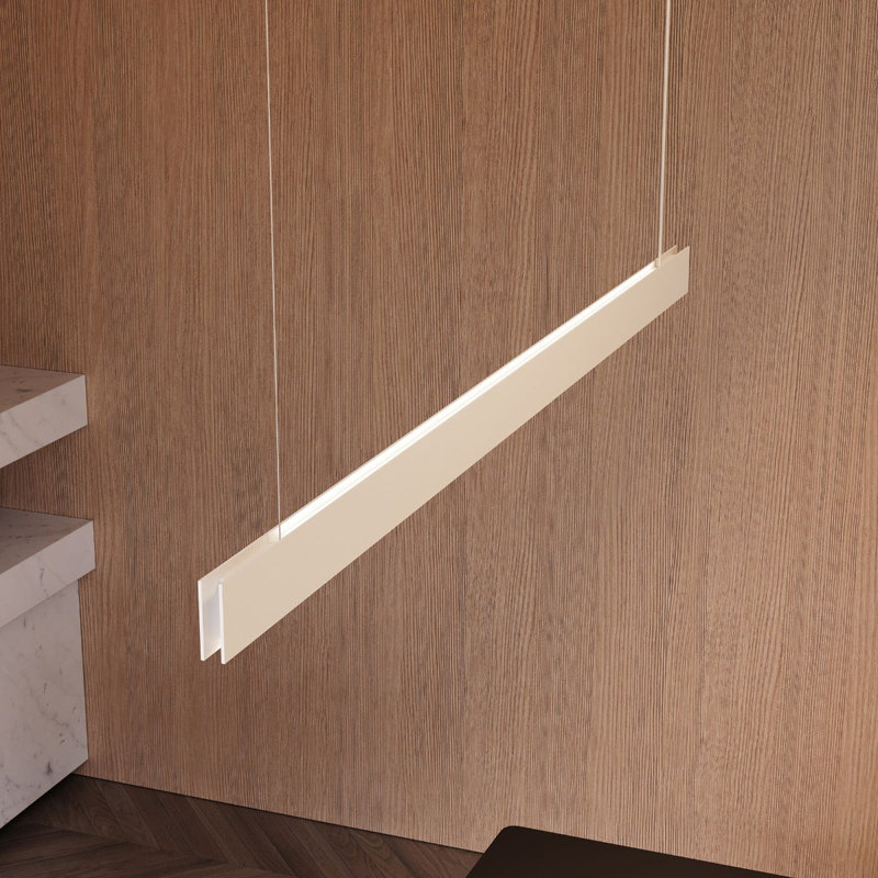 Lithe 1 - Light LED Kitchen Island Pendant, Textured White, 2.25" H x 48" W x 0.75" D