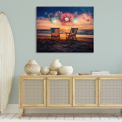 Summer Fireworks at Beach Canvas, design by Arlington Prints