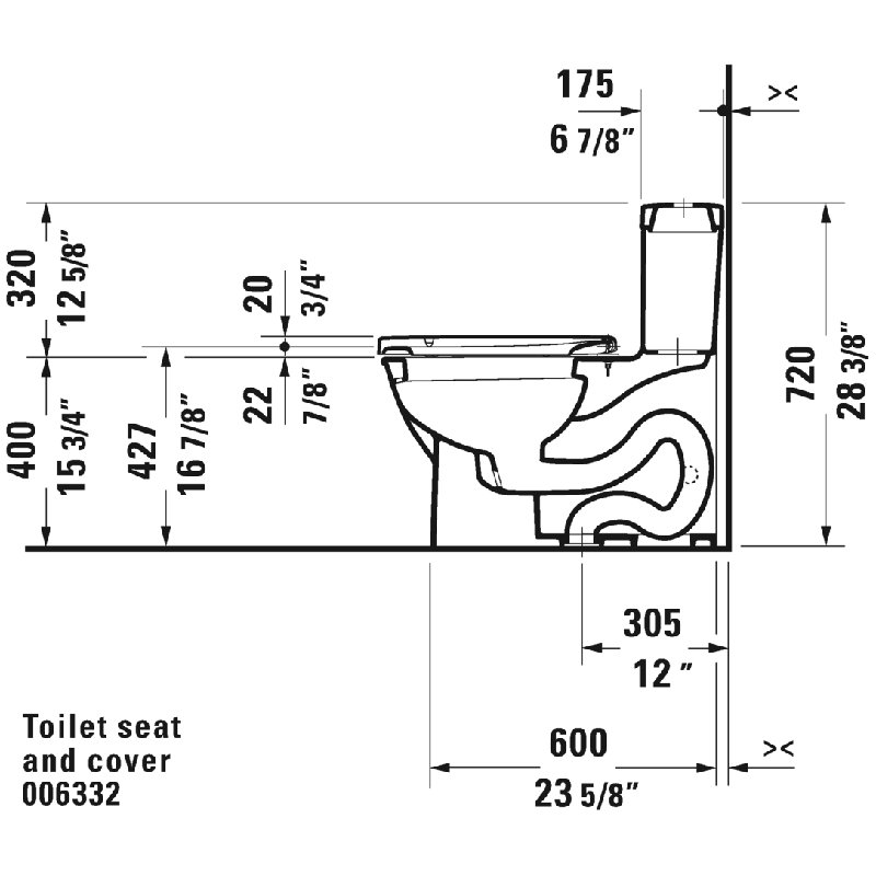 Toilette allongée une pièce Darling New 1,28 GPF (siège non inclus)