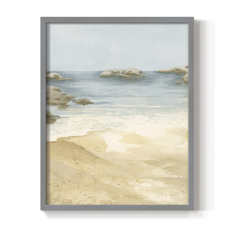 Tranquil Beach I, reproduction encadrée - bois massif, Gris, H 10 po x l 8 po