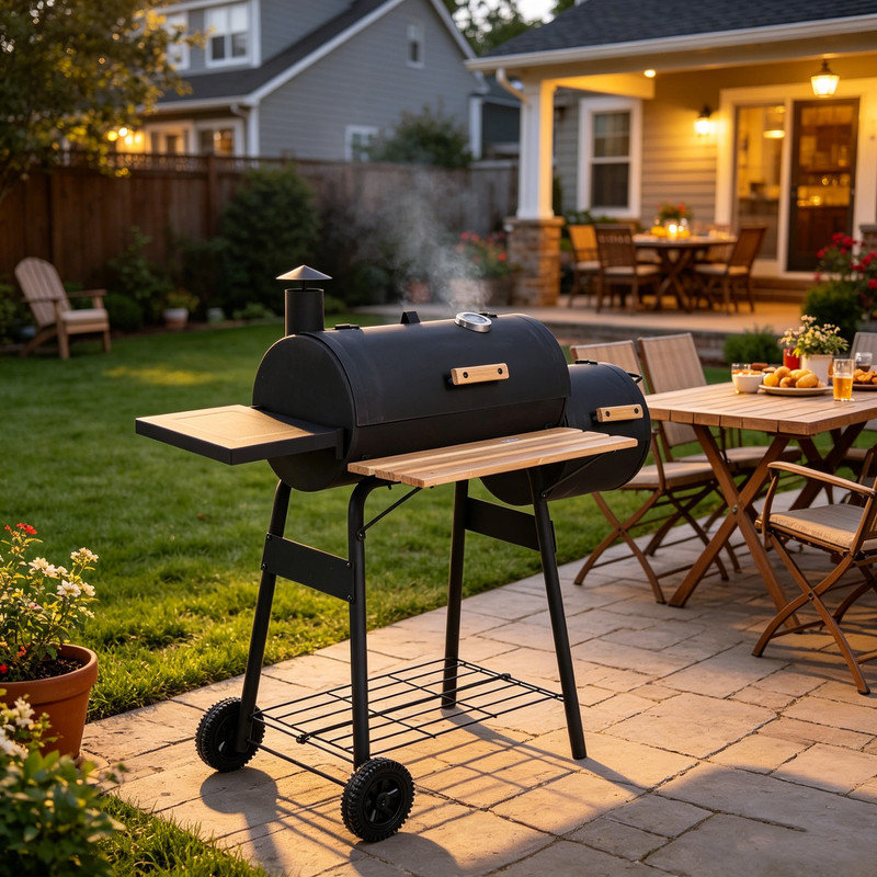 CLIY 124cm W Barrel Charcoal Grill