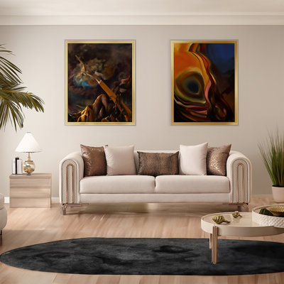 Modern Cream Sofa With Rose Gold Details – Luxe Textured Arms & Designer Throw Pillows