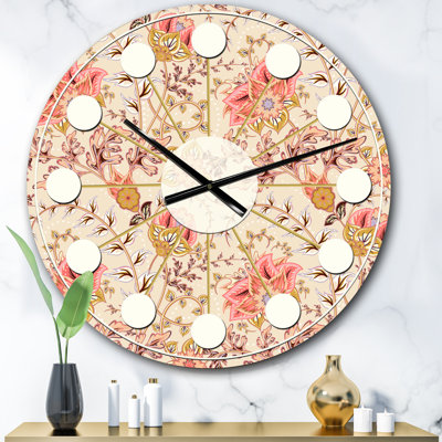 Oriental Floral Paisley - Mid-Century Modern wall clock