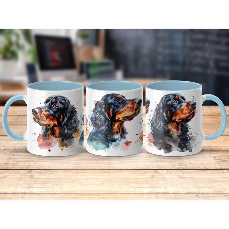 Watercolor Gordon Setter Design 11oz Coffee Mug, 3, Light Blue