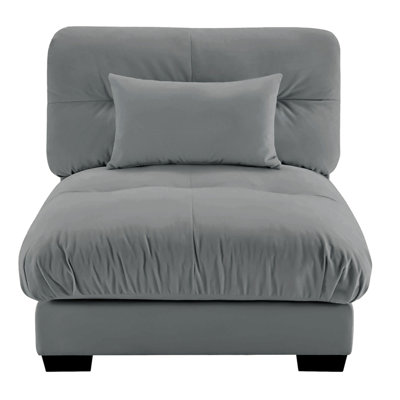 Armless Sofa W/1 Pillow - Gray