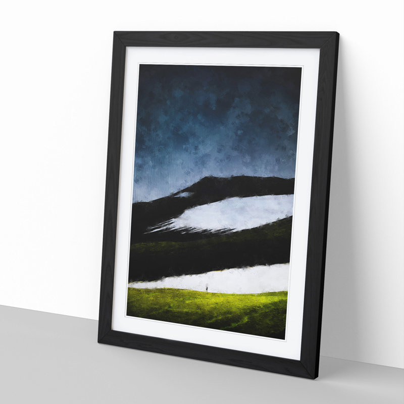 Beneath the Mountains of Iceland - Picture Frame Painting, 48cm H x 36cm W x 2cm D, Black Framed