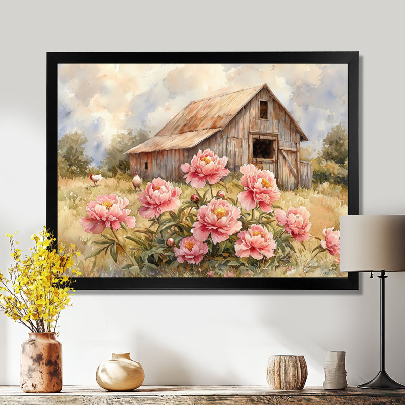 «Donterrious Farm pivoines» par le poulailler II - pivoines, art mural, Reproduction encadrée d'une seule photo