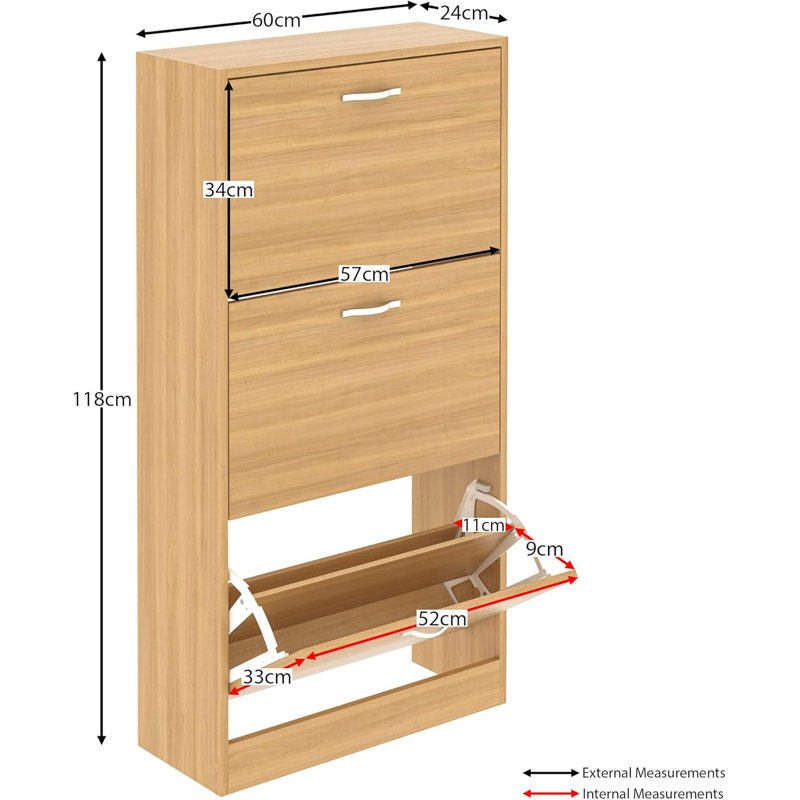 9 Pair Shoe Storage Cabinet, Pine