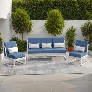5 - Person Aluminum & Wicker Outdoor Sofa Seating Group With Cushions & Pillows