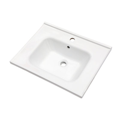 White Rectangular Vanity Sink, 23.03" X 18.75", 1 Faucet Hole, Overflow, Stain , Ceramic, Low Water Absorption, Smooth Surface, Ample Space For Personal Items Top, Single Ceramic Construction,