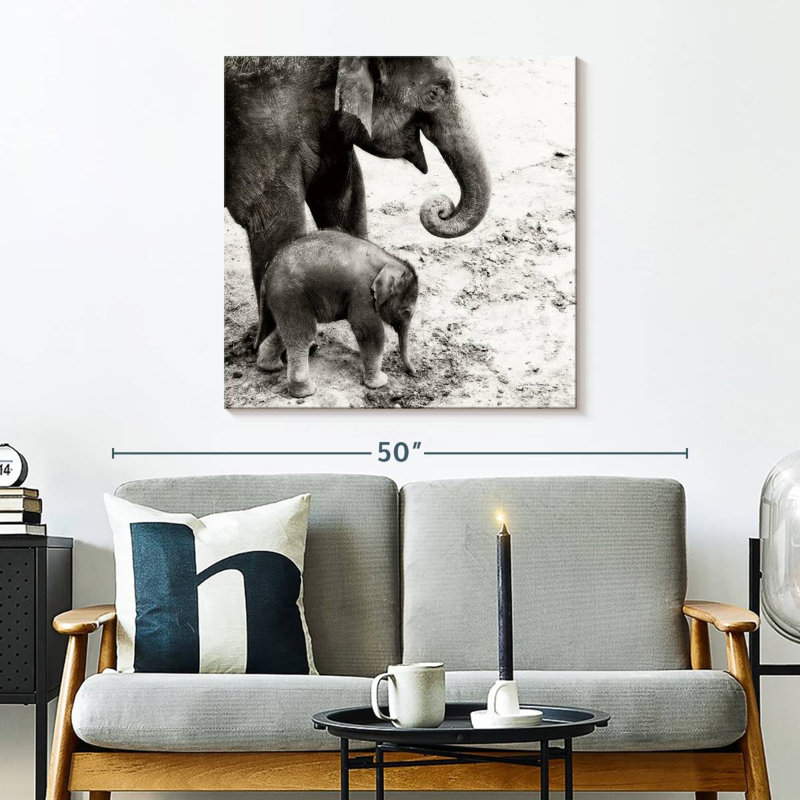 Brampt, mère et fille, éléphant, H 30 po x l 30 po