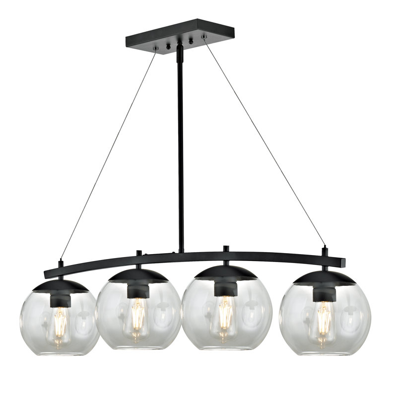 Luminaire suspendu linéaire à 4 lumières pour ilot de cuisine Thursa, Bronze foncé