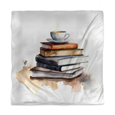 White Food Abstract Queen Duvet Cover - Calming Books Decor