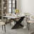 63''-94'' Expandable Dining Table for 6-8, White Sintered Stone Kitchen Table with Black Stainless Steel Base