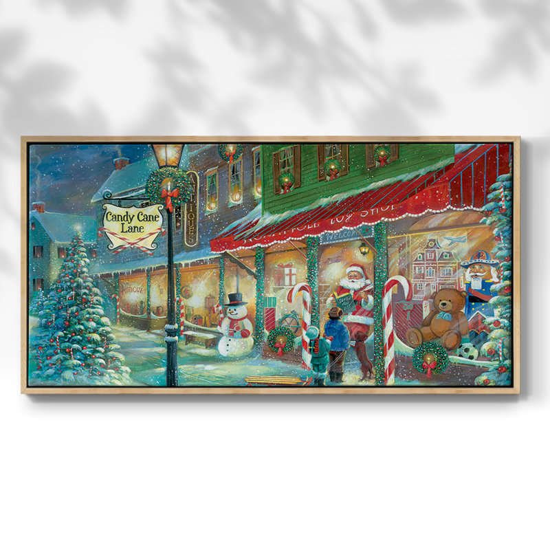 Candy Cane Lane - Toile tendue avec châssis tendue, prête à accrocher, H 25 po x l 49 po, Naturel