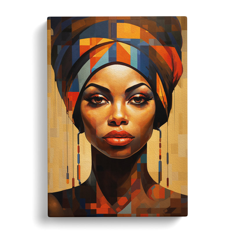 African Woman Geometric - Wrapped Canvas, 60cm H x 40cm W x 3cm D