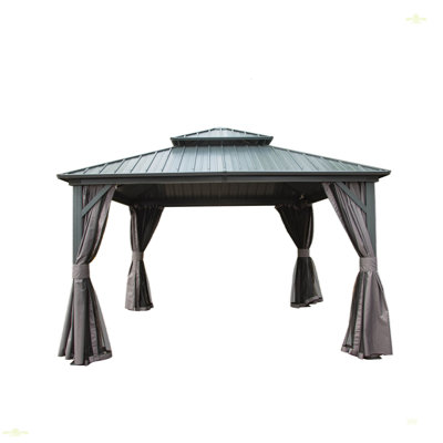 Pavillon de jardin en aluminium et aluminium avec double toit en acier galvanisé