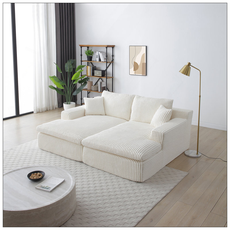 Méridienne double modulaire surdimensionnée Boneless de 87 pouces avec canapé-lit moelleux en nuage, aucun assemblage requis, causeuse moelleuse moderne pour le salon intérieur