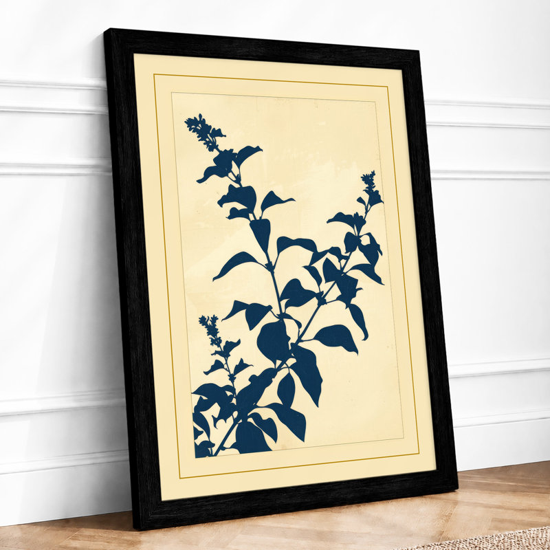 Indigo Study Botanical - Framed Print, A2 - 59.4 x 42.0 cm, Black