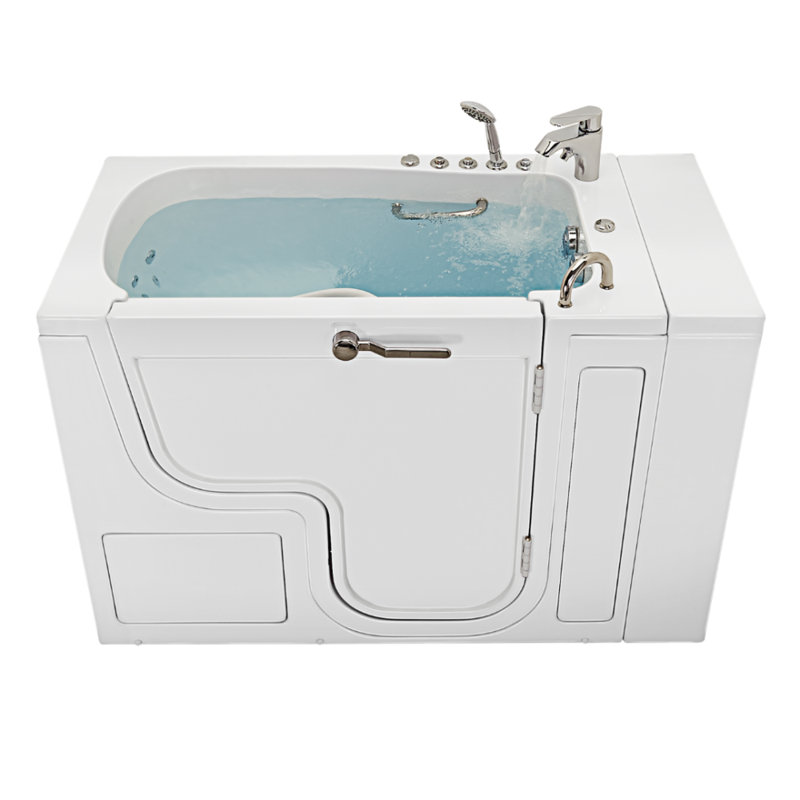 52'' x 30'' White Acrylic Walk-In Bathtub with Faucet