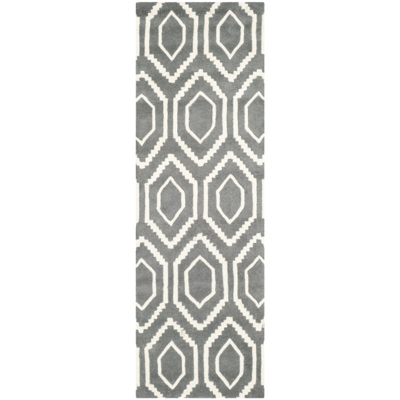 Deedie Hand Tufted Wool Geometric Rug, Runner 2'3" x 7'