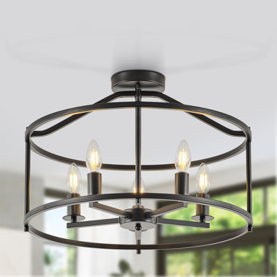 5-Light Round Flush Mount With Open Cage