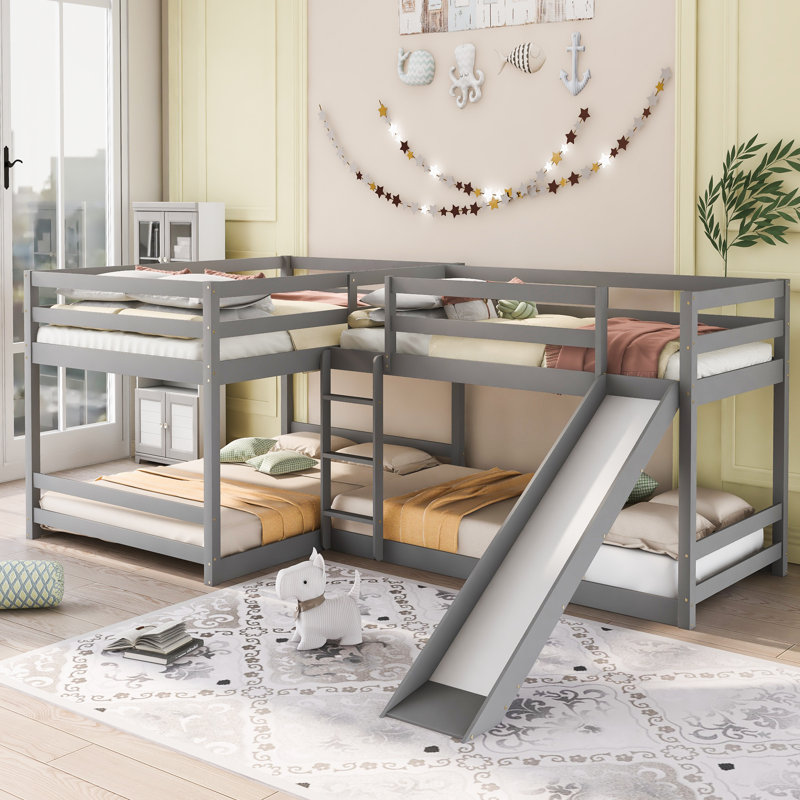 Jalishia Kids Twin Over Full Bunk Bed, Gray
