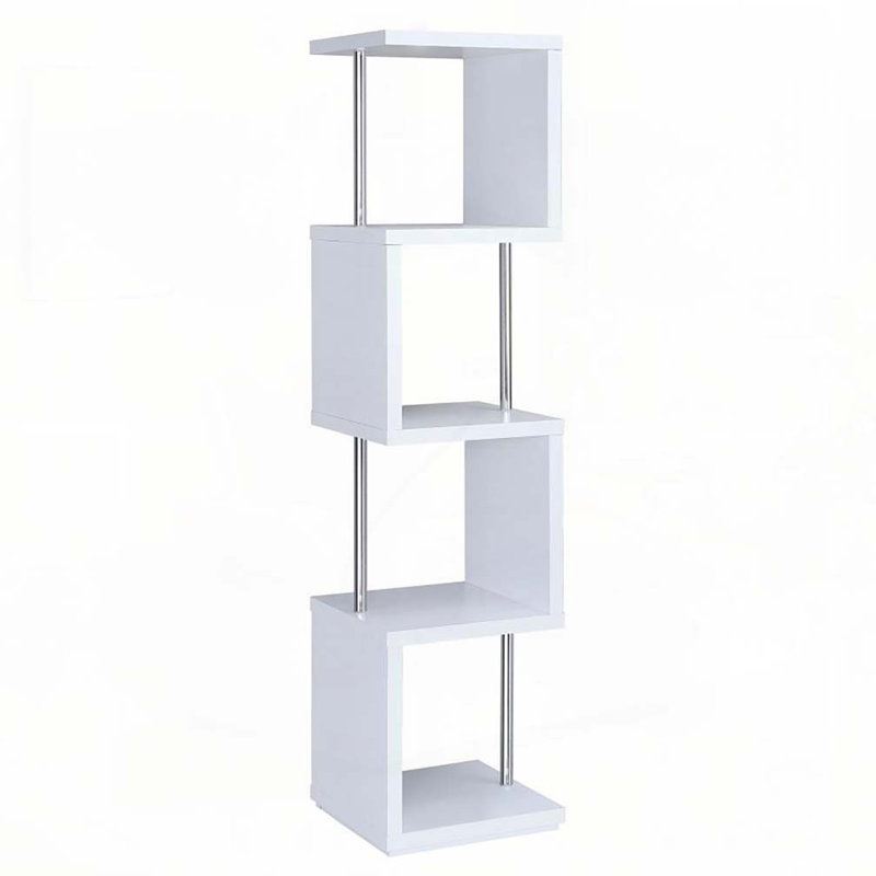 White and Chrome 4-tier Bookcase, White