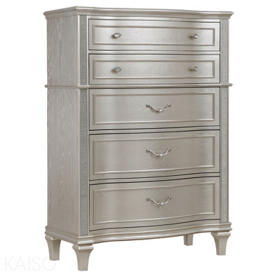 Silver Oak 5-Drawer Chest With Hidden Drawer