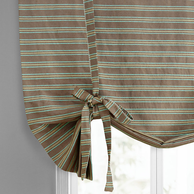 Abat-jour de fenêtre en coton tissé à la main, Moka et bleu sarcelle
