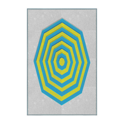 Tapis gris clair/bleu/jaune tissé à la machine