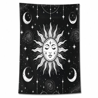 1 pièce tapisserie mystique soleil et lune, décoration murale boho céleste avec étoiles, galaxies, éléments cosmiques. Grande serviette de plage en microfibre pour les activités de plein air, la décoration intérieure, la méditation de yoga appropriée.
