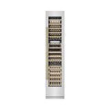 ZLINE Autograph 18 in. White Matte 68 Bottle Right Hinge Column Wine Cooler with Bronze Accents
