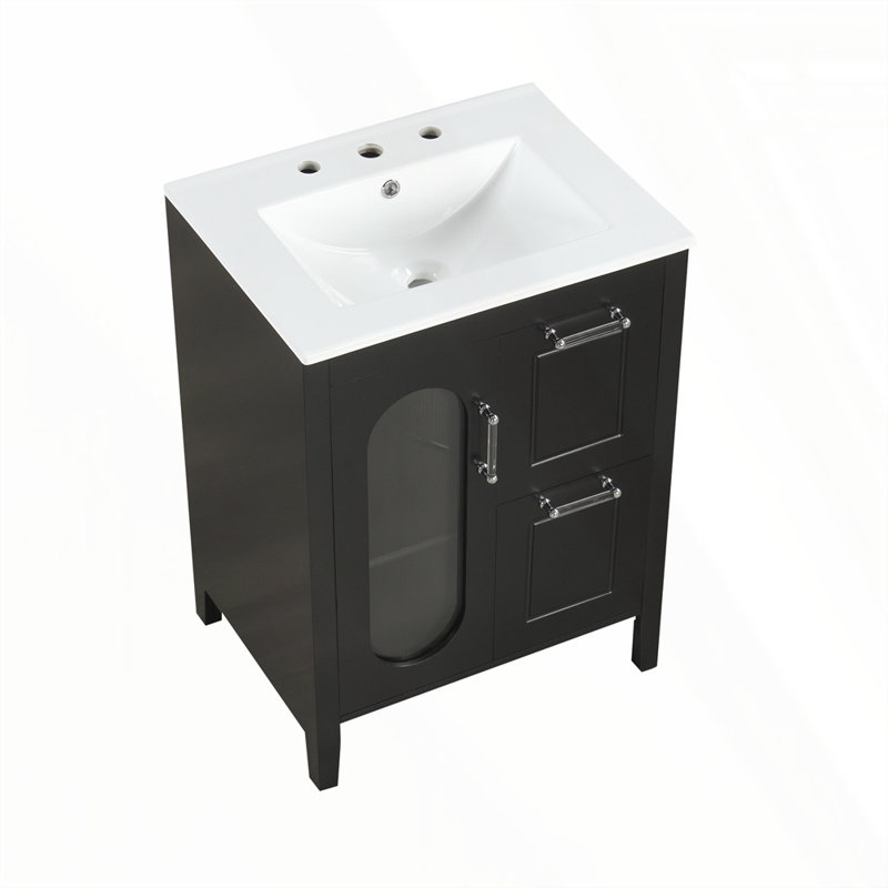 Meuble-lavabo 24 po avec lavabo, Noir